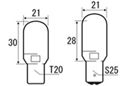 LOUD製 LEDバルブ 寸法図