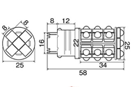 アメ車用 LEDウインカーダブル球 寸法図