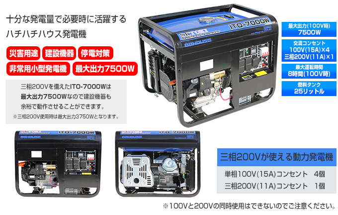 ガソリン発電機 ITO-7000W｜88ハウス